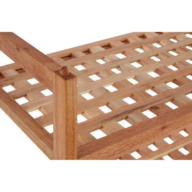 Arla 2 Tier Walnut Wood Grid Design Stackable Shoe Rack - Image 4