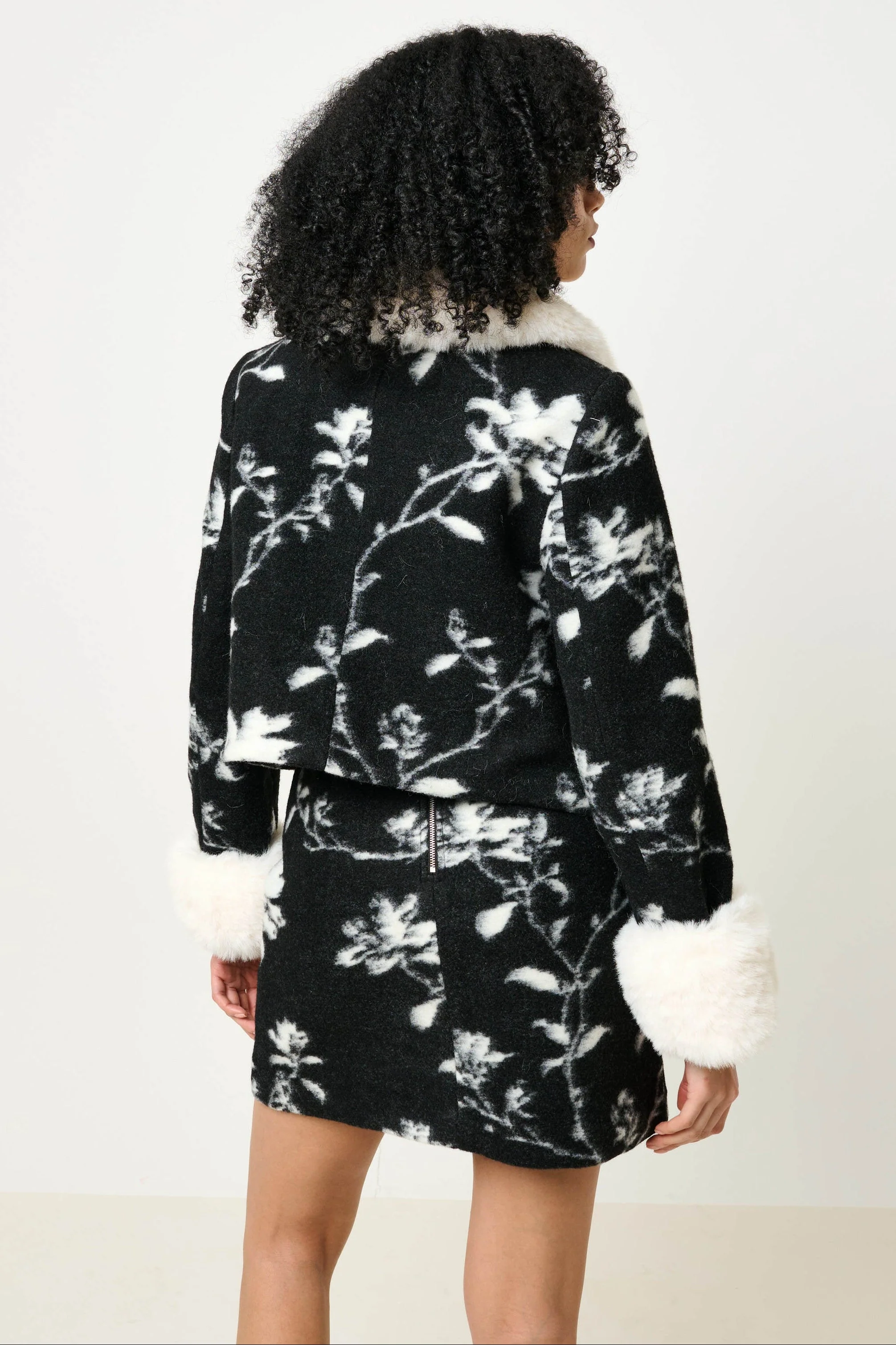 Aubin Power Bloom A-Line Mini Skirt - Black & White - Image 3