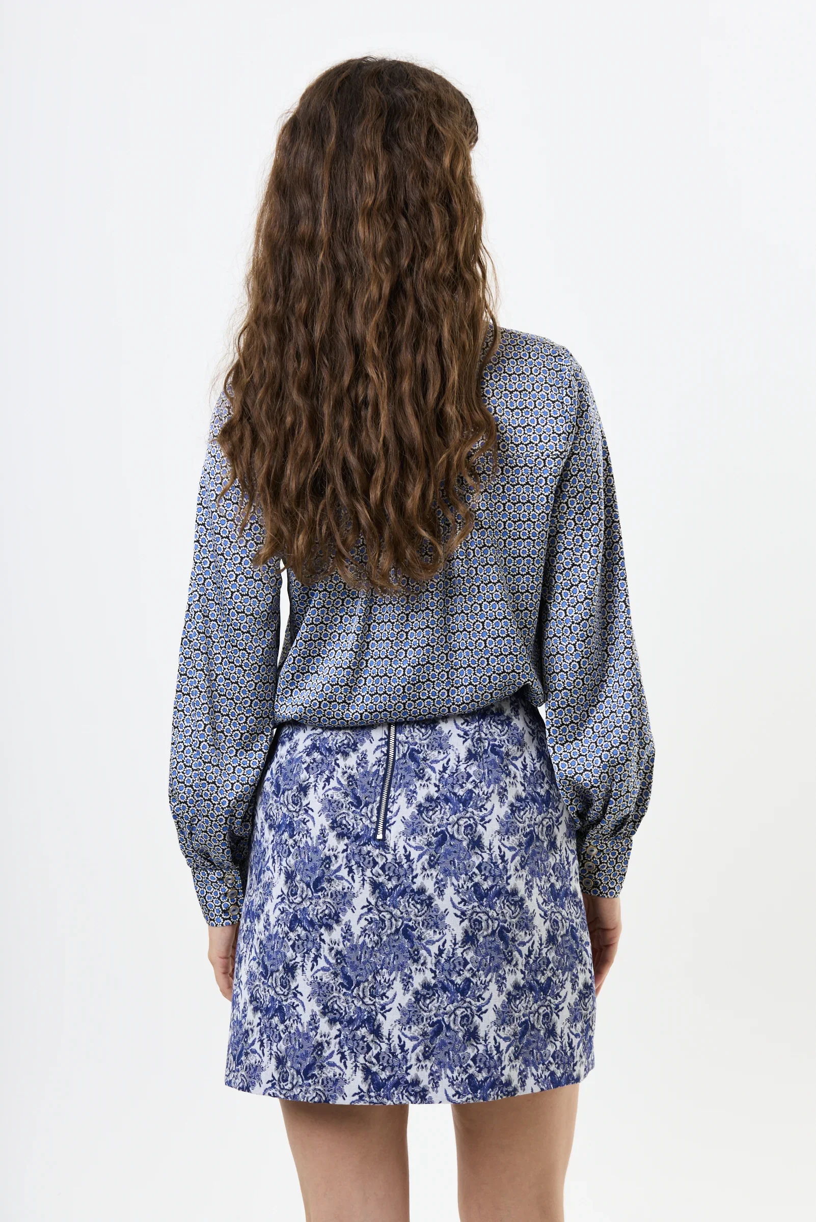 Aubin Wedgewood Jacquard A-Line Mini Skirt - Image 2