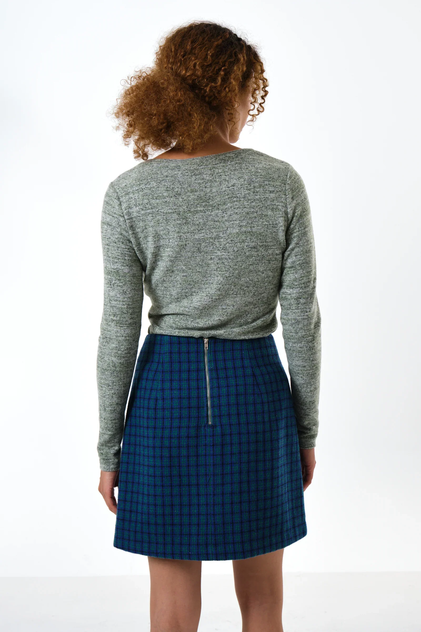 Aubin Wyoming Check A-Line Mini Skirt - Blue - Image 2