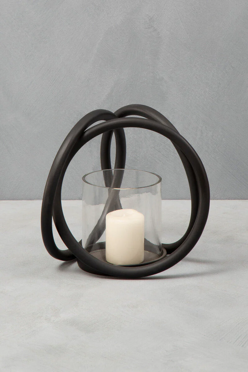Aura Small Matte Black Finish Candle Holder - Image 4