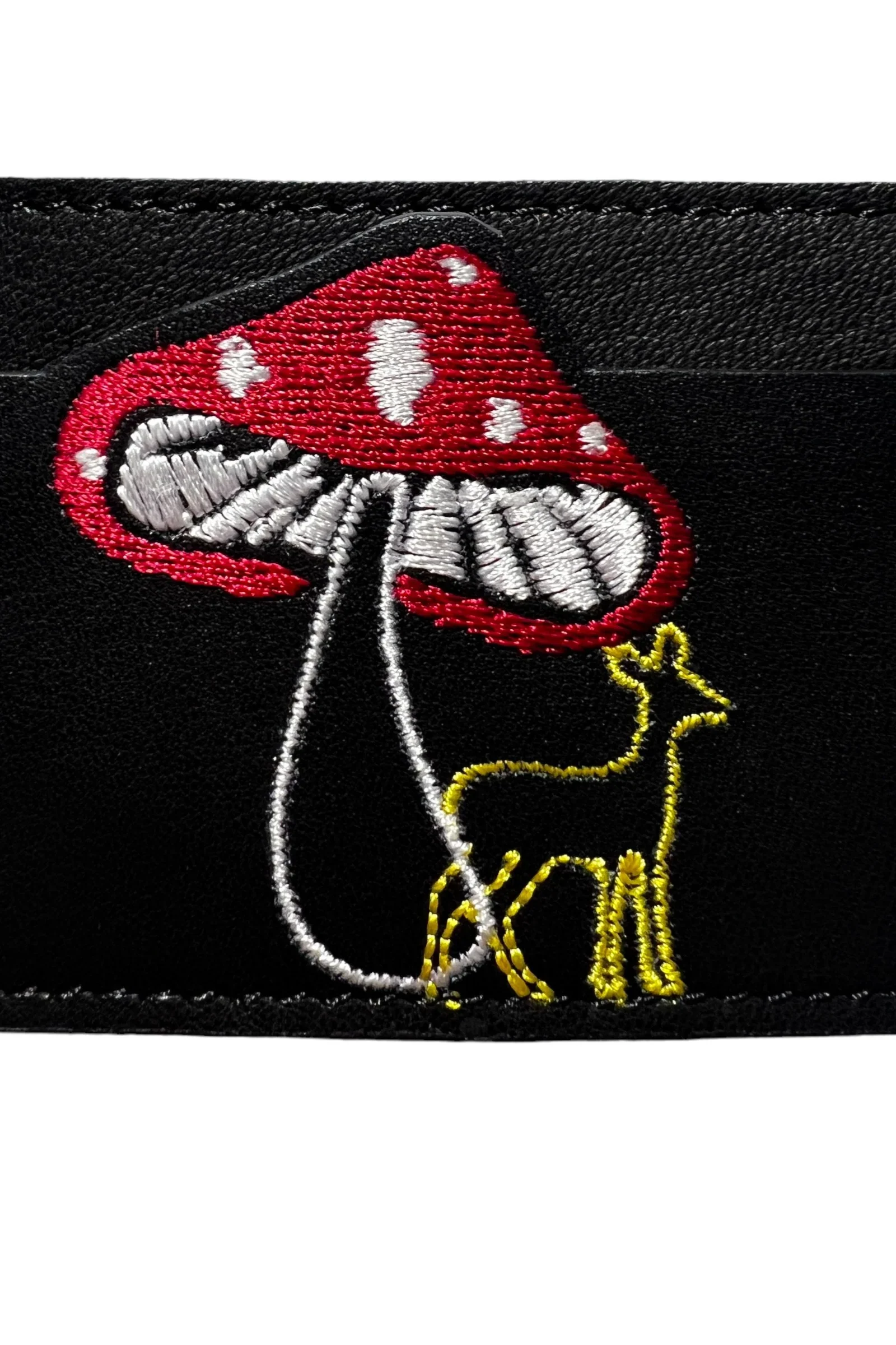 Aurelie Toadstool Embroidered Leather Card Holder - Image 3
