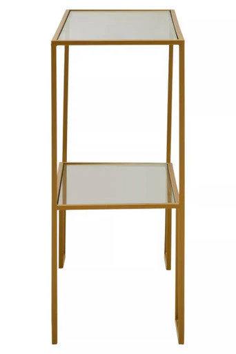 Clear Glass Top and Gold Finish Frame Console Table, Avento - Image 4