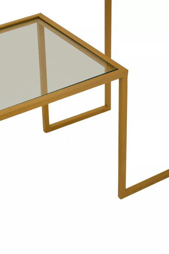 Clear Glass Top and Gold Finish Frame Console Table, Avento - Image 6