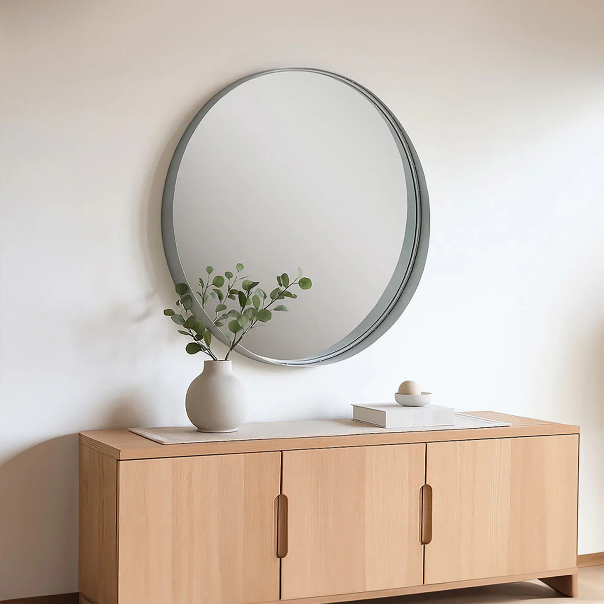 Avento Large Round Silver Wall Mirror - Image 3