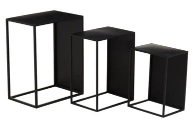 Set of 3 Black Iron Rectangular Nesting Tables, Avento - Image 5