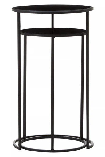 Avento Set Of Two Round Black Plant Stands - Image 3