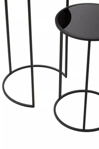 Avento Set Of Two Round Black Plant Stands - Image 4