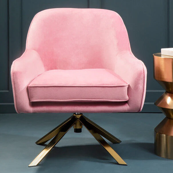 Avery Pink Velvet Swivel Chair - Image 3