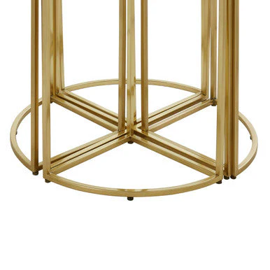 Black Tinted Glass Top 5 Piece Nesting Tables with Gold Finish Frames, Axis - Image 4