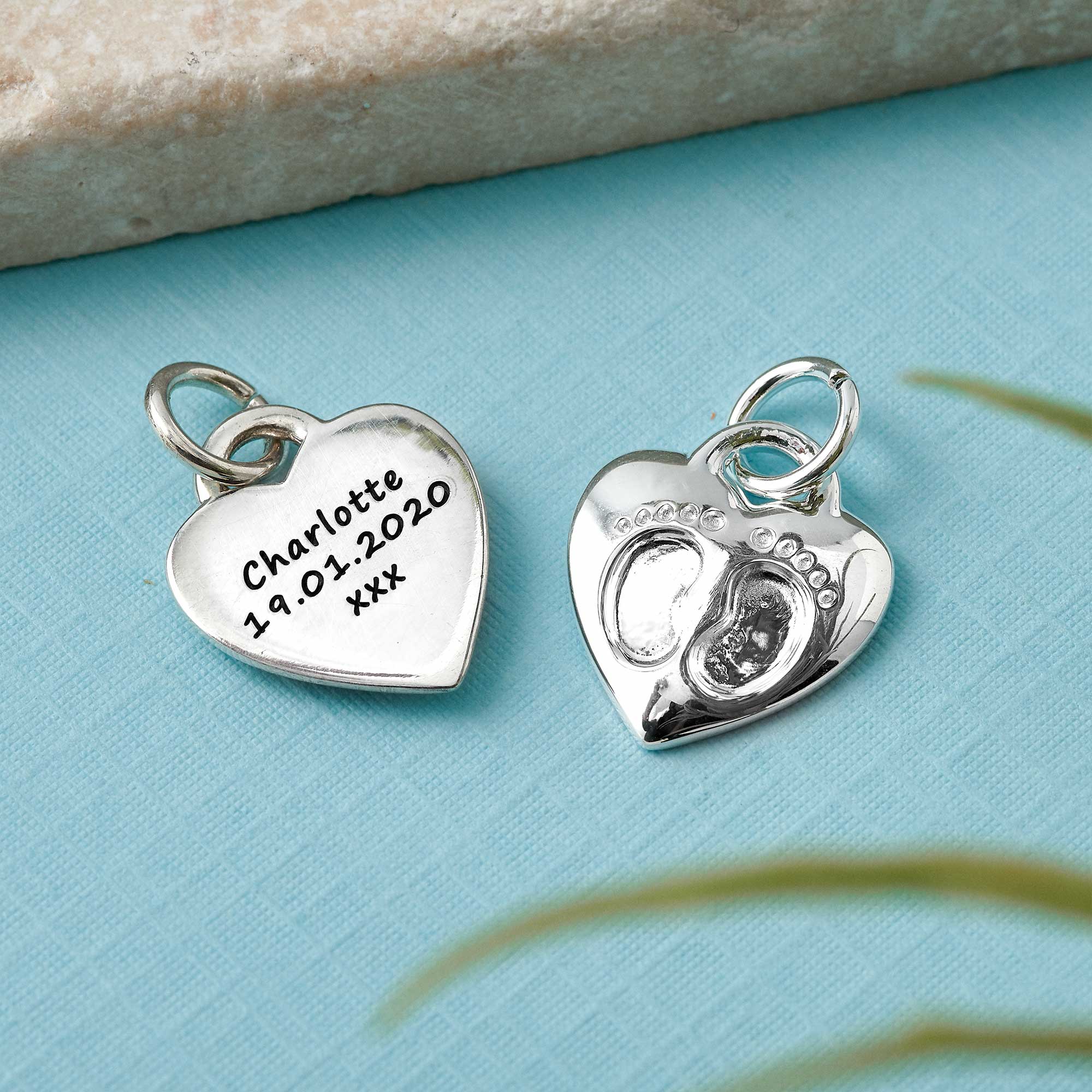 Baby Footsteps Personalised Silver Charm - Image 3