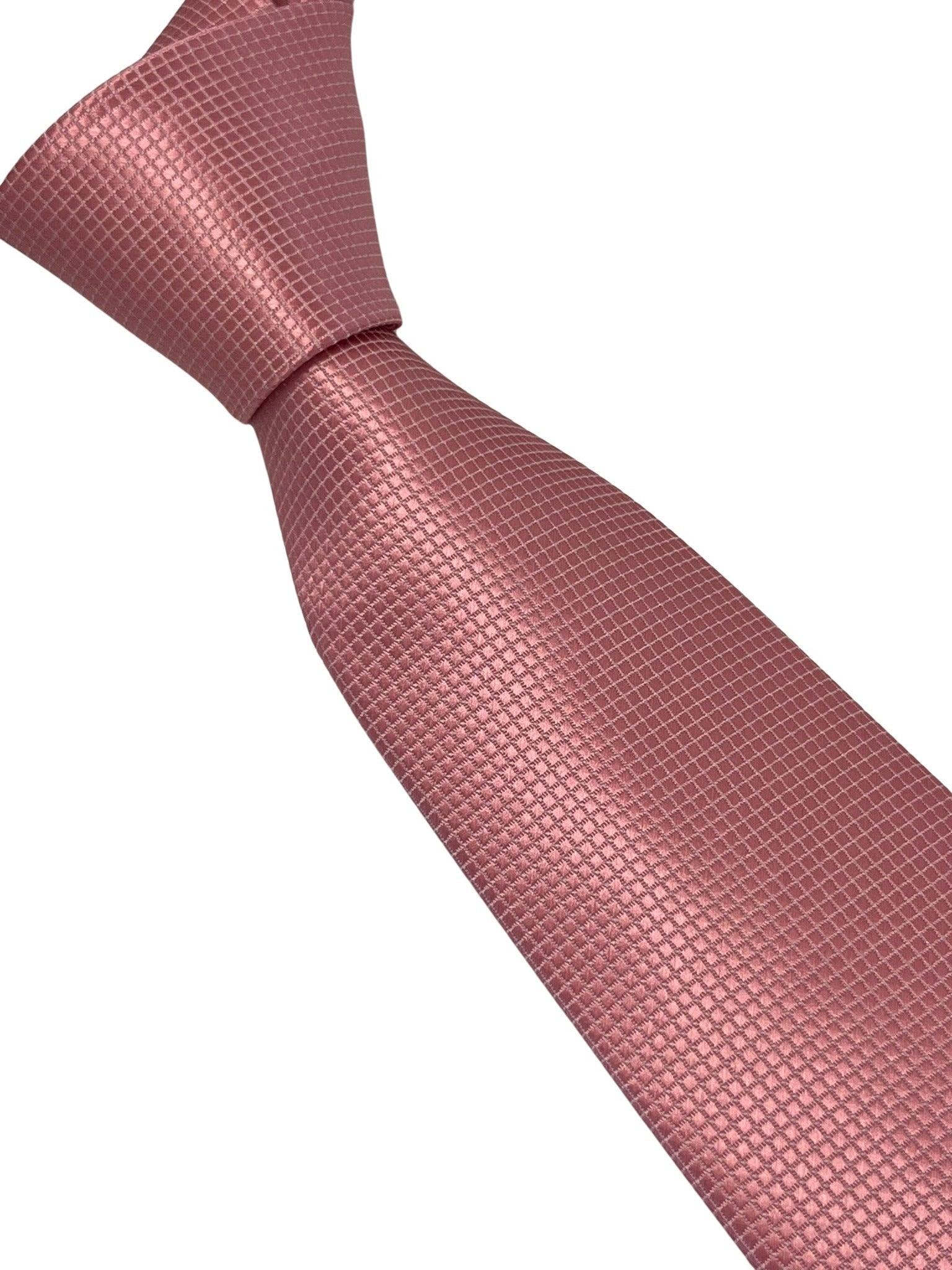 baby light pink tie with subtle squared pattern - Image 6