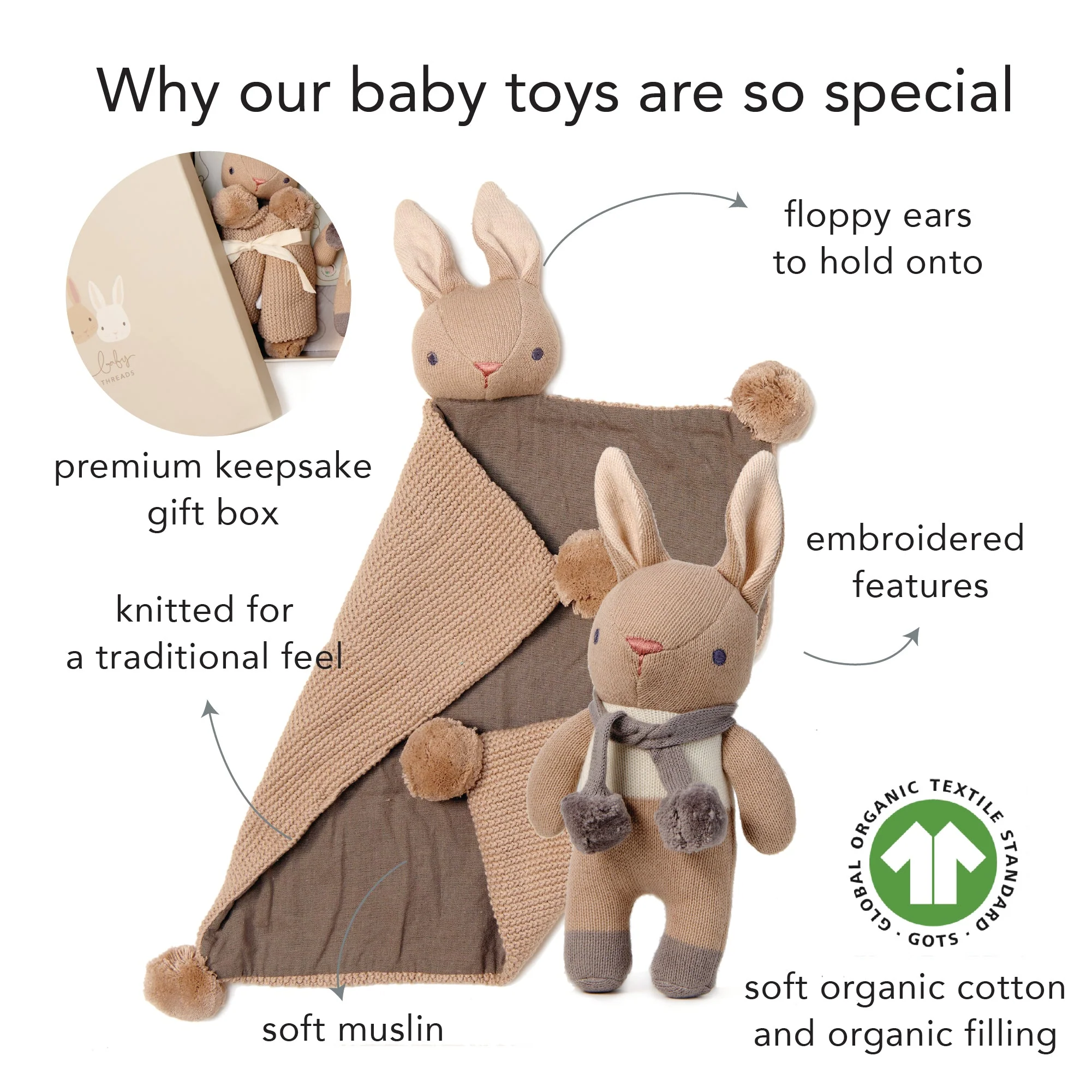 Baby Threads Taupe Bunny Gift Set - Image 8