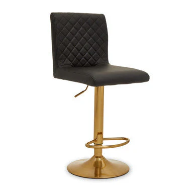 Baina Black And Gold Bar Stool With Round Base - Image 2