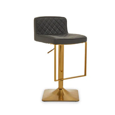Baina Dark Grey And Gold Square Base Bar Stool - Image 2