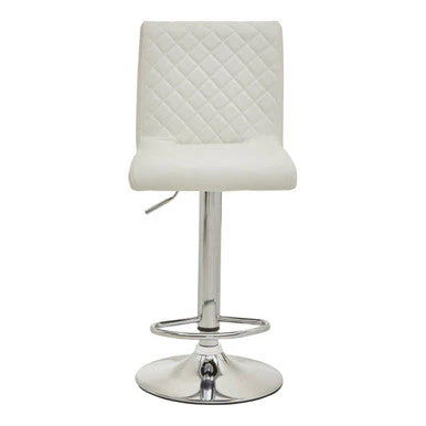 Baina White And Chrome Bar Stool With Round Base - Image 3
