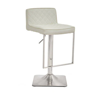 Baina White And Chrome Bar Stool With Square Base - Image 11