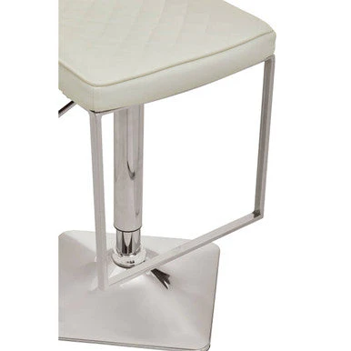Baina White And Chrome Bar Stool With Square Base - Image 8