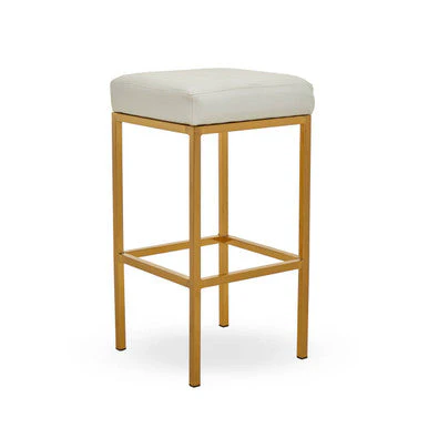Baina White And Gold Finish Bar Stool - Image 3