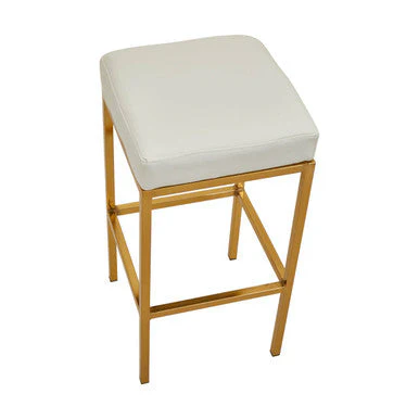 Baina White And Gold Finish Bar Stool - Image 4
