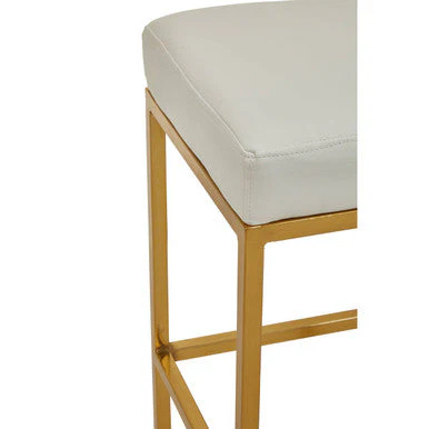 Baina White And Gold Finish Bar Stool - Image 5