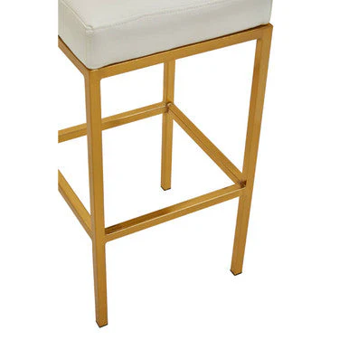 Baina White And Gold Finish Bar Stool - Image 6
