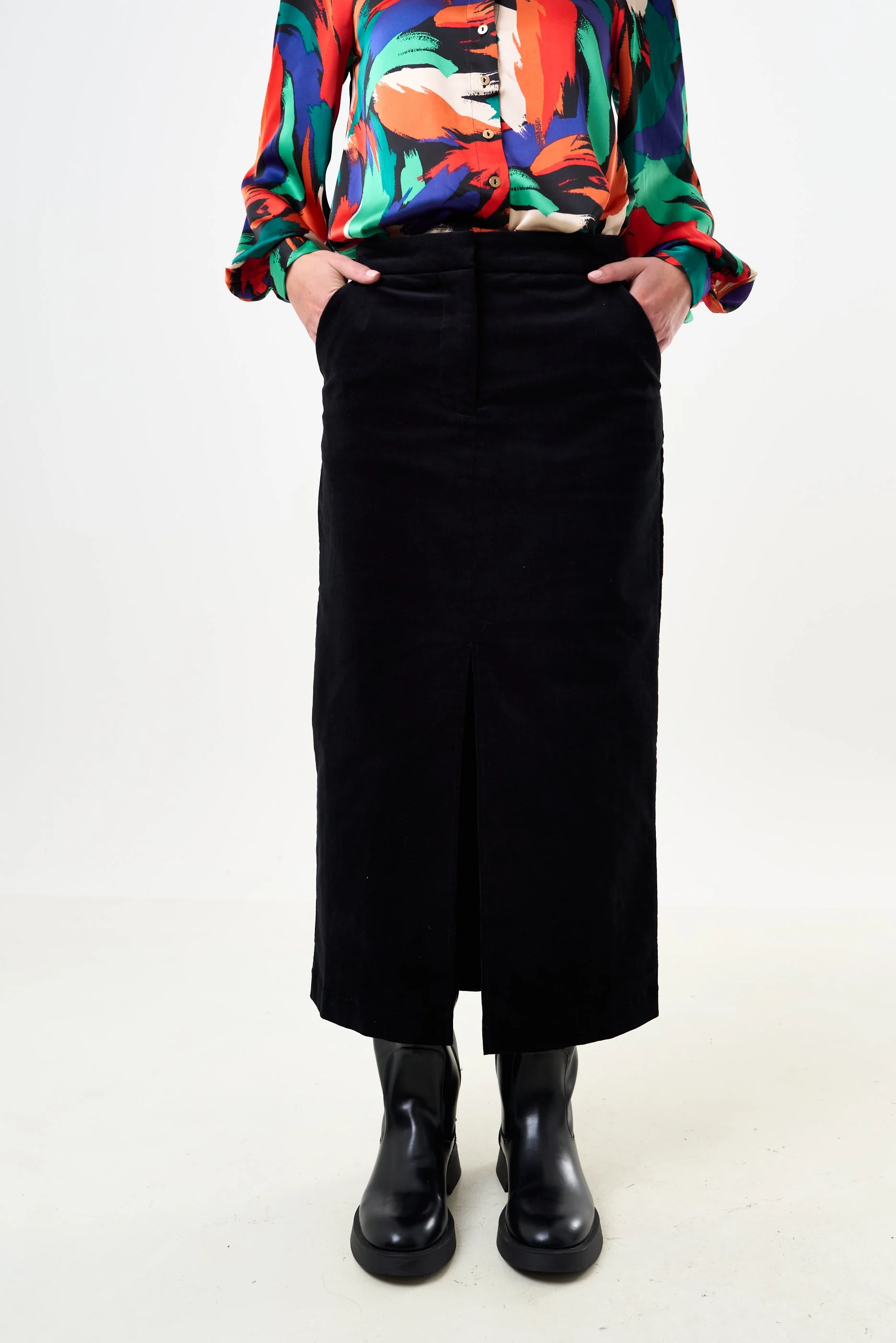 Balthazar Babycord Midi Pencil Skirt - Black - Image 6