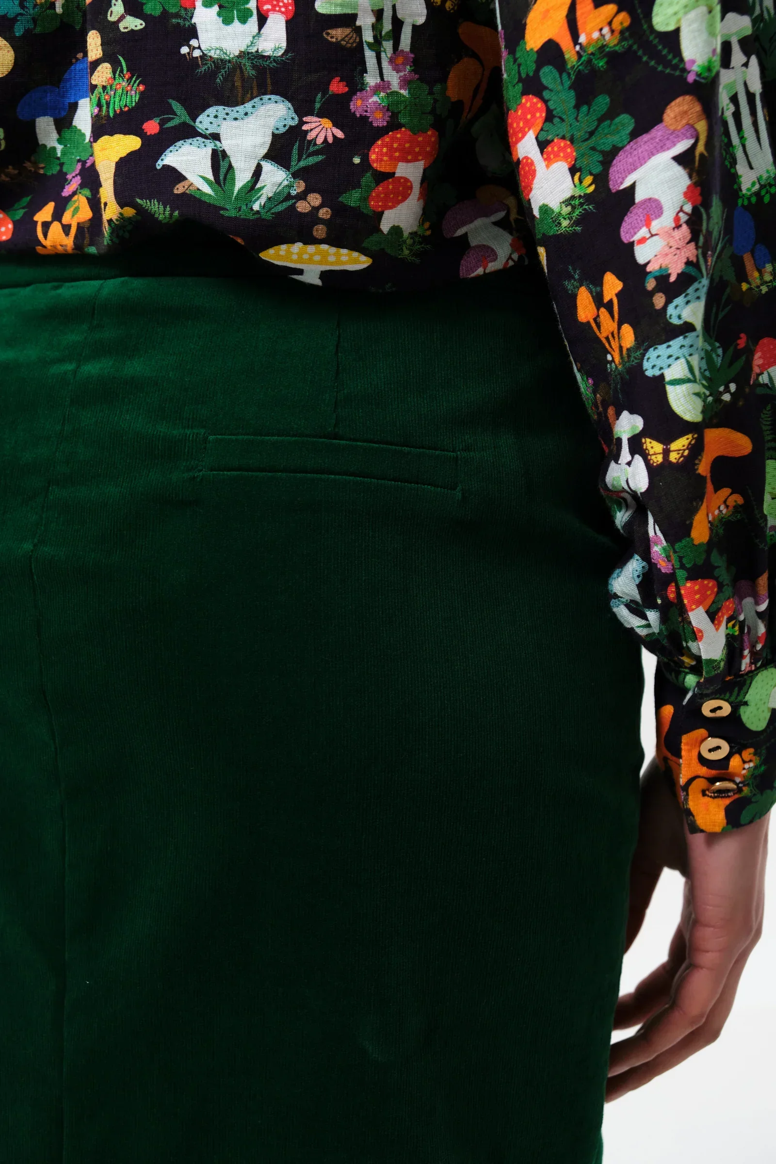 Balthazar Babycord Midi Pencil Skirt - Green - Image 6