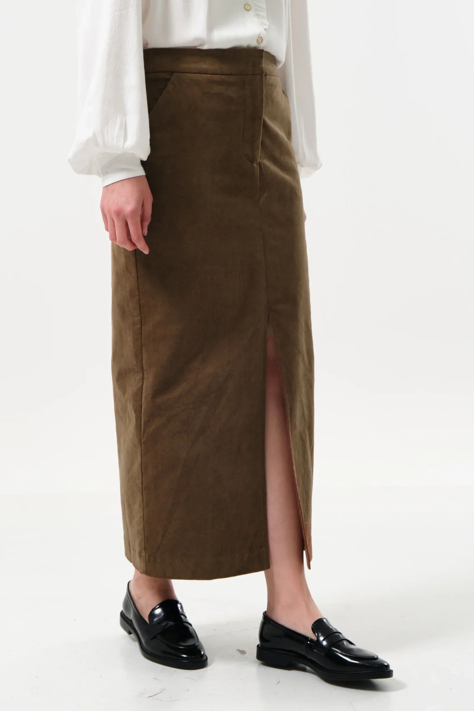 Balthazar Babycord Midi Pencil Skirt - Mole - Image 6