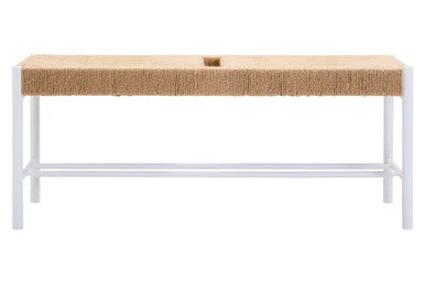 Bandar Large Natural Rope and White Wood Bench - Image 4