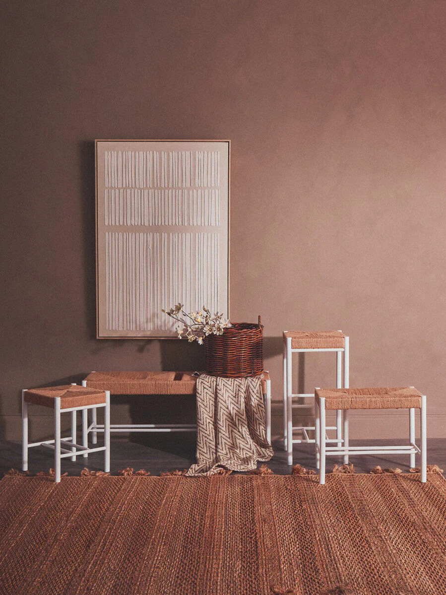 Bandar Large Natural Rope and White Wood Bench - Image 5