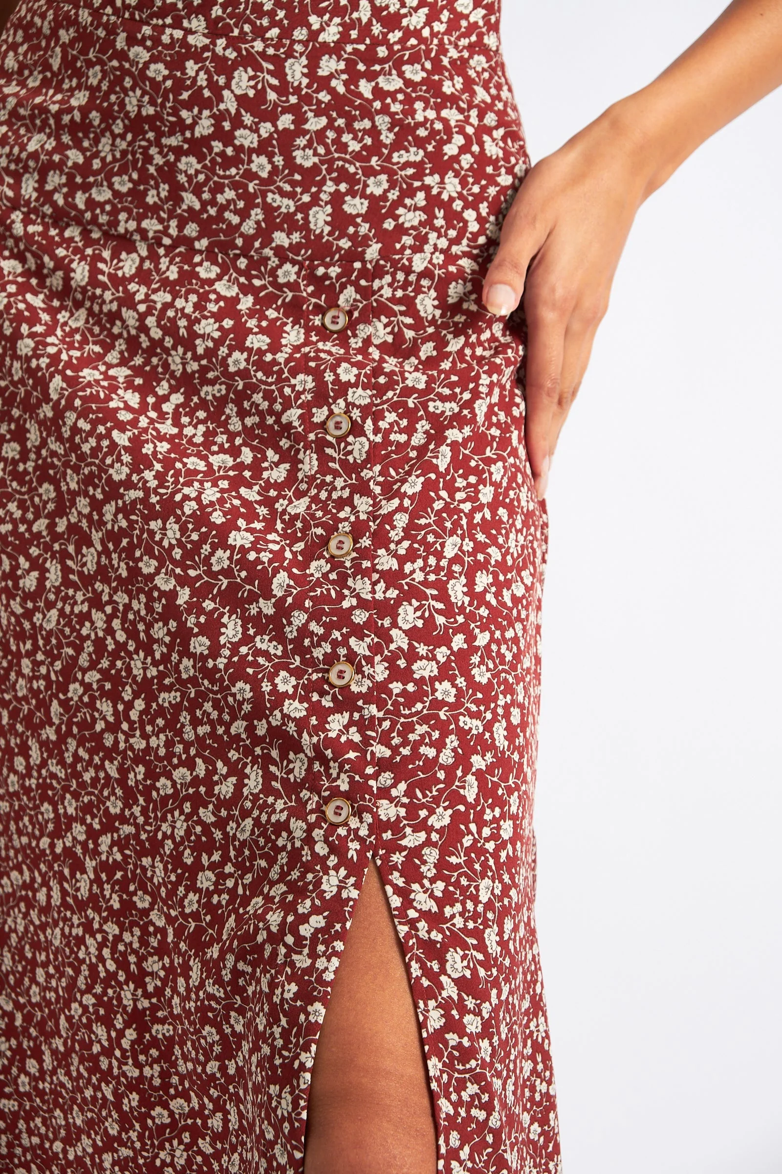 Barney Floral Print Midi Skirt Rust - Image 4