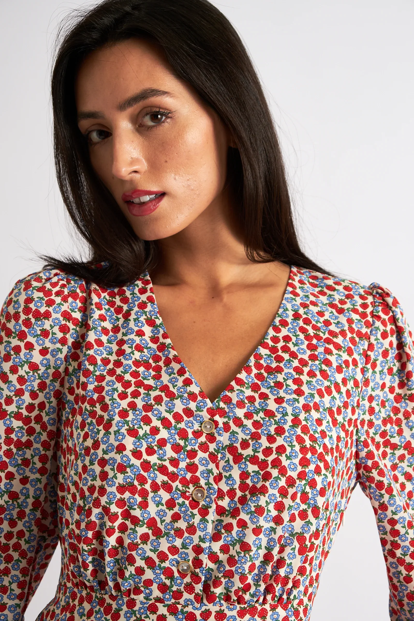 Bathilde Strawberry Fields Print Midi Dress - Image 3