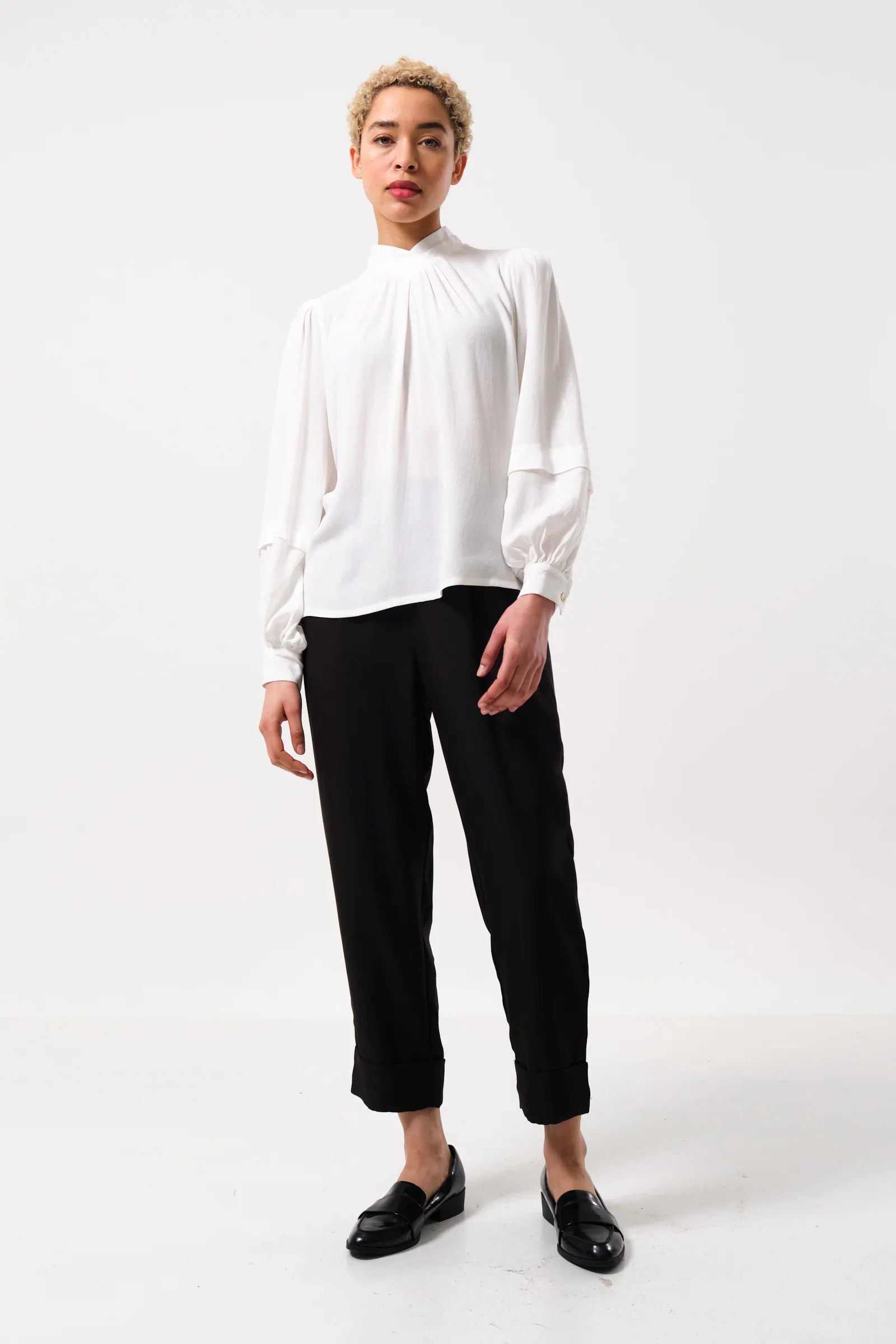 Bayeux Sustainable Satin Back Crepe Trouser - Black - Image 4