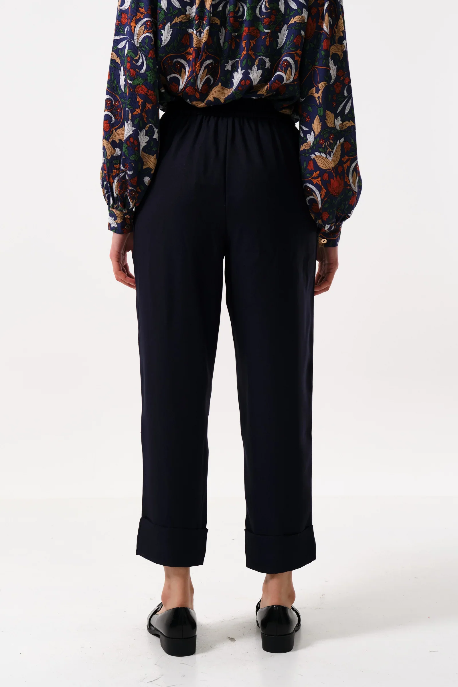 Bayeux Sustainable Satin Back Crepe Trouser - Navy - Image 2