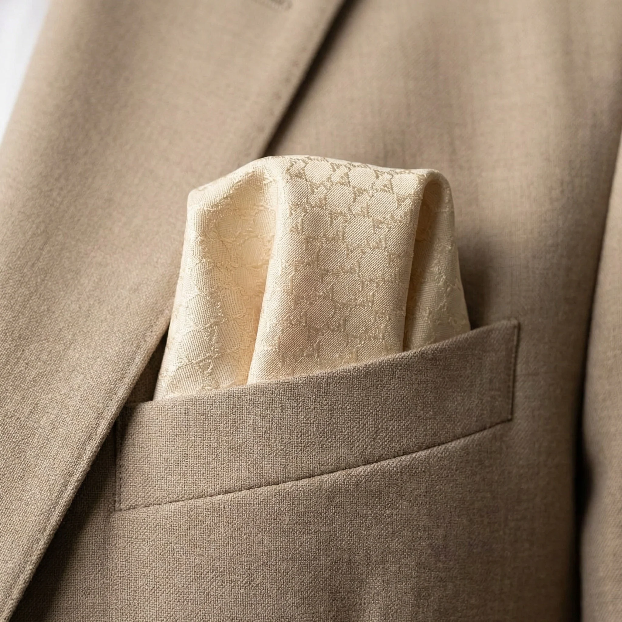 Beige Textured Pocket Square - Image 3