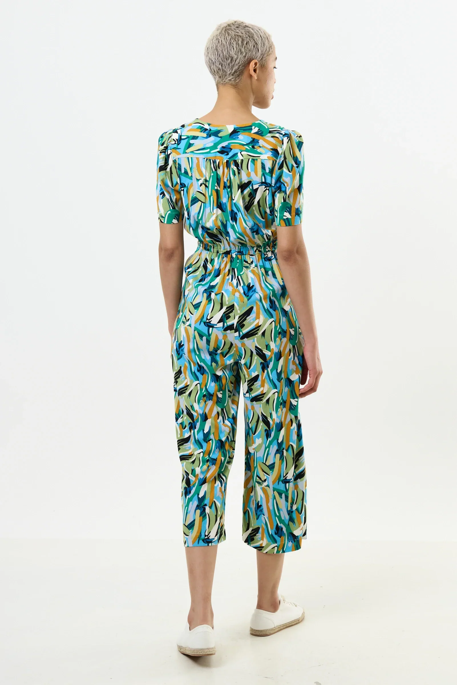 Belen Brushstroke Print V-neck Jumpsuit - Image 2