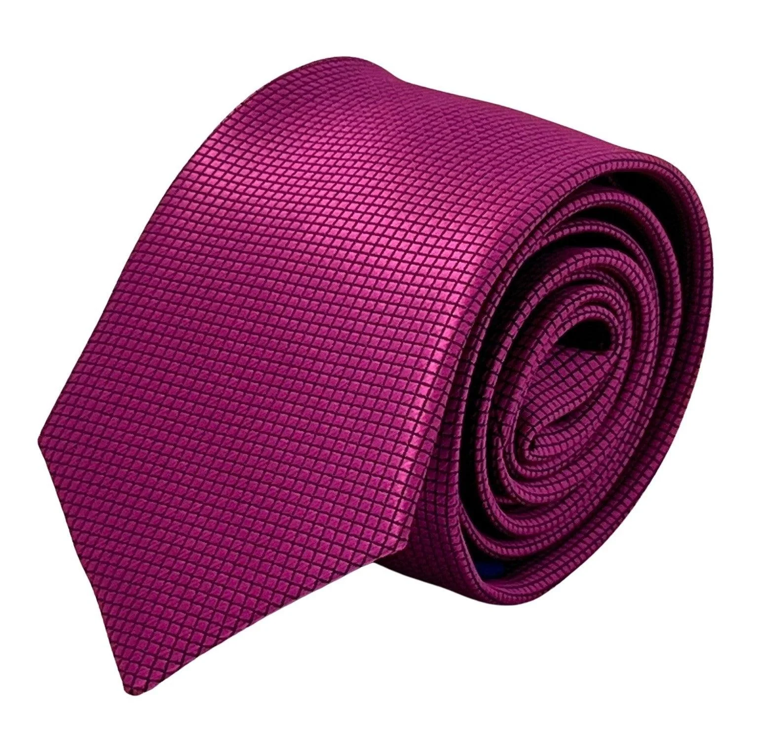 berry fuchsia bright pink tie with subtle squared pattern - Image 2
