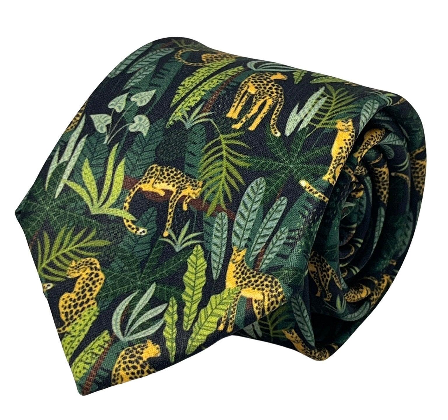 black and green jungle cheetah exotic tie - Image 2