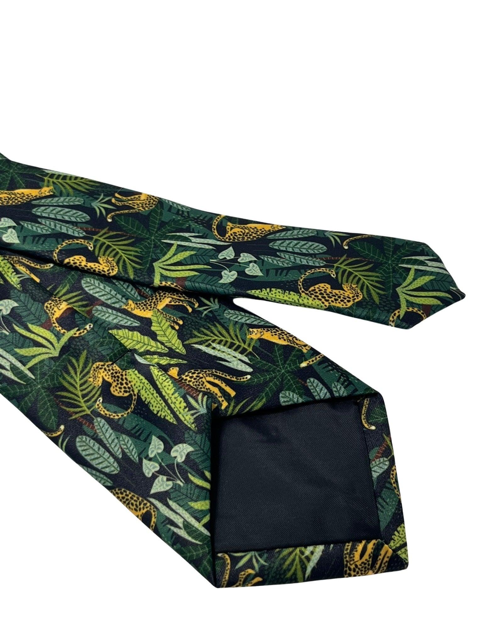 black and green jungle cheetah exotic tie - Image 5