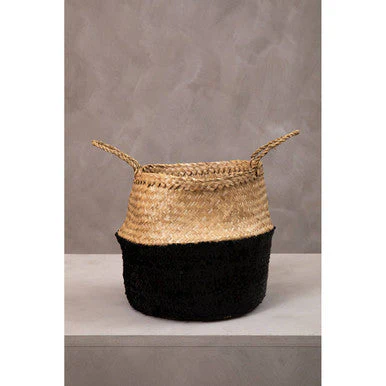 Black And Natural Small Seagrass Basket - Image 3