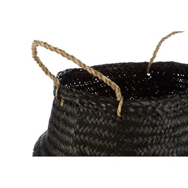 Black And Silver Medium Seagrass Basket - Image 7