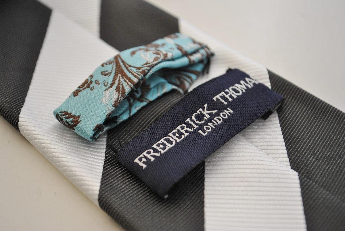black and white barber striped tie - Image 3