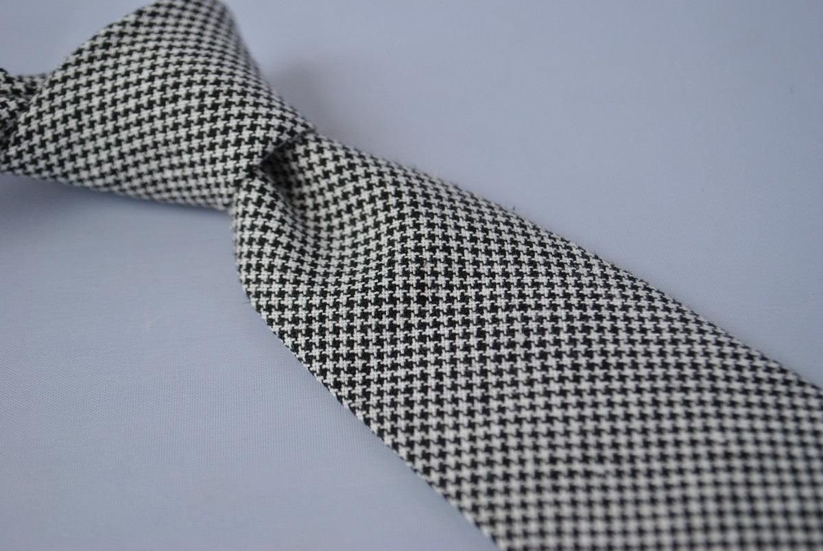 black and white dogtooth cotton textured tie - Image 3