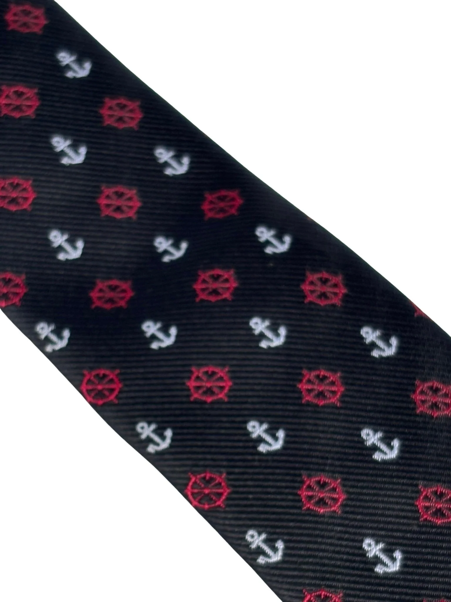 black tie with a nautical anchor and ship wheel design - Image 3