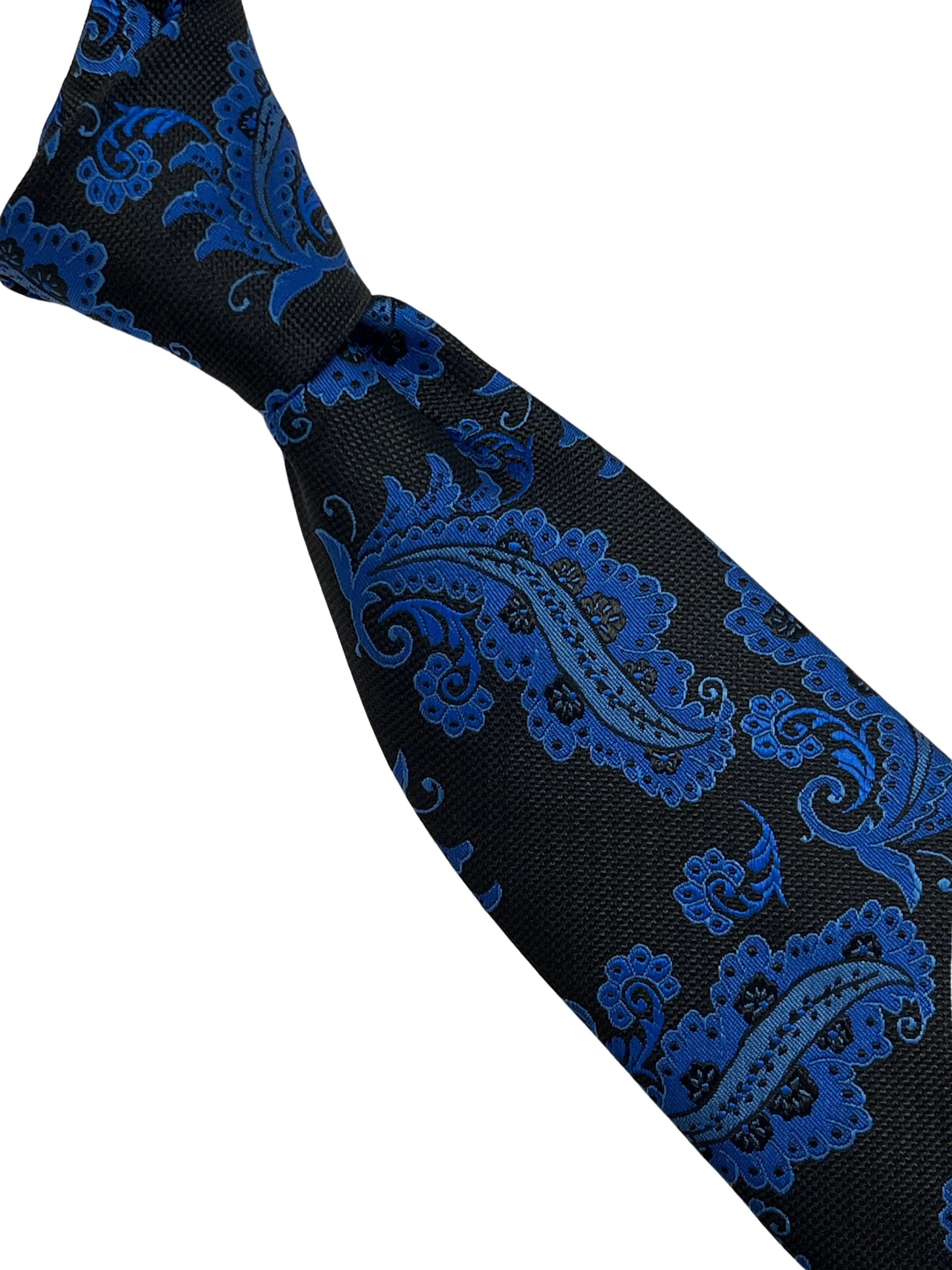 Black tie with blue paisley design - Image 6