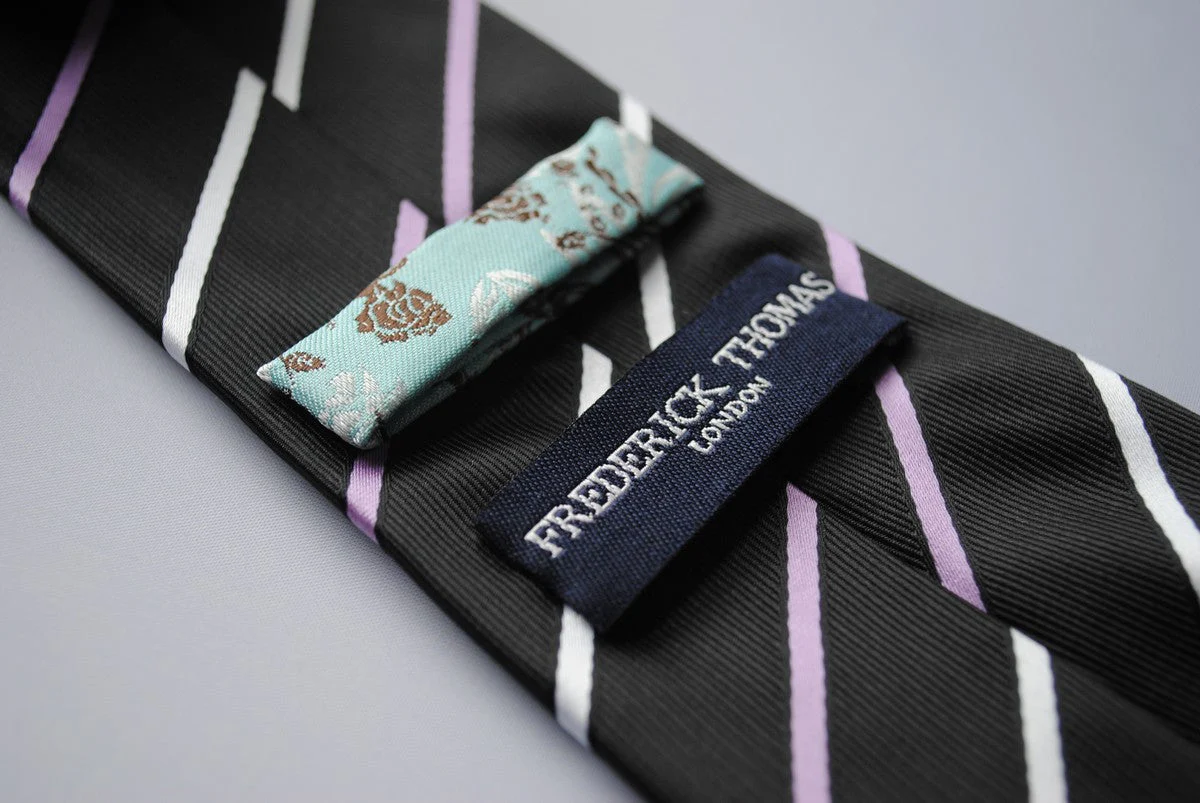 black tie with thin purple and white stripes - Image 3