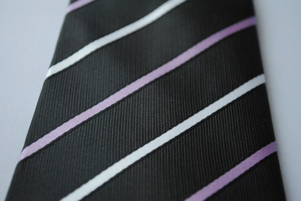 black tie with thin purple and white stripes - Image 4