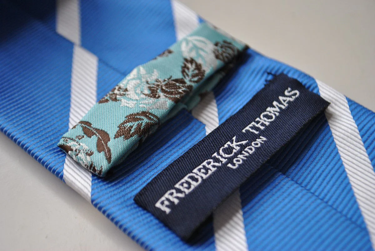 blue tie with white club stripes - Image 3