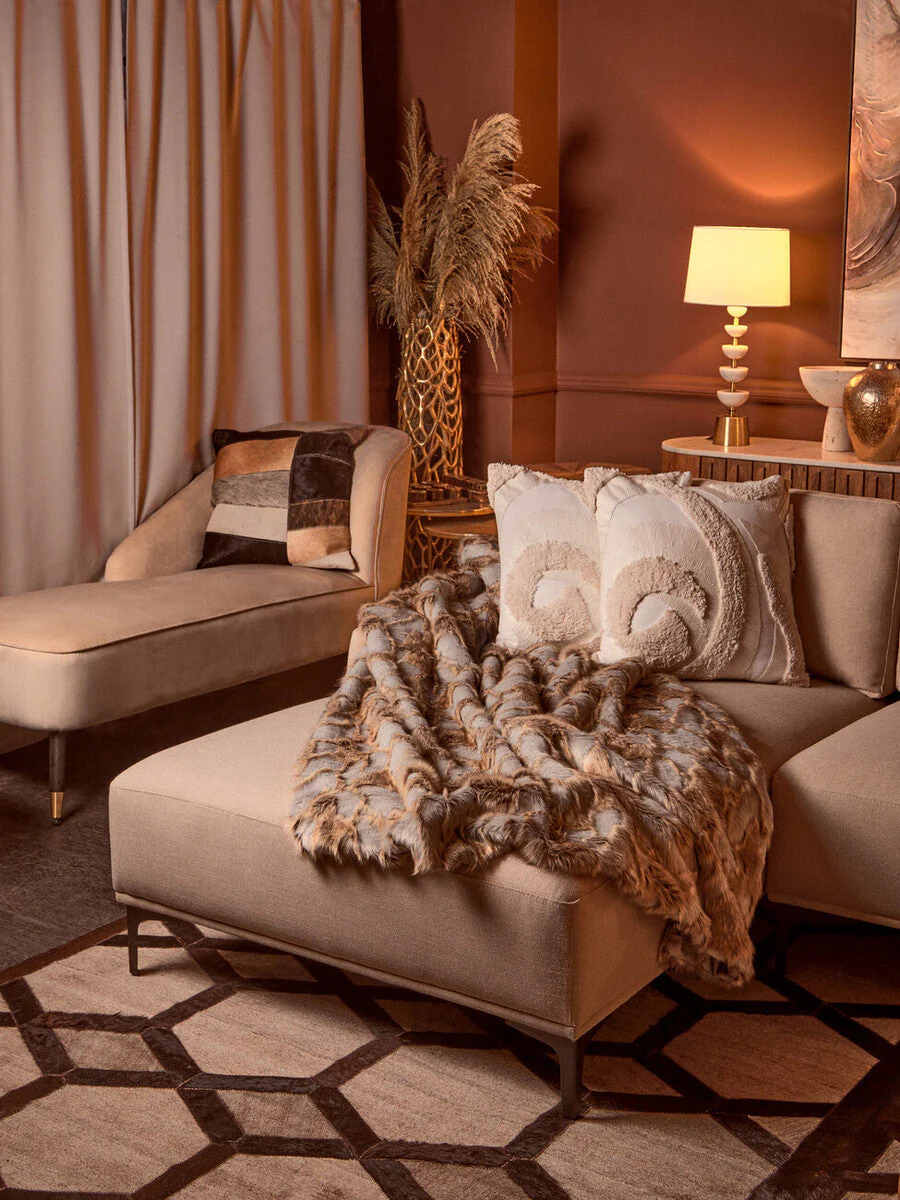 Bosie Lamina Grey And Natural Fur Throw - Image 8